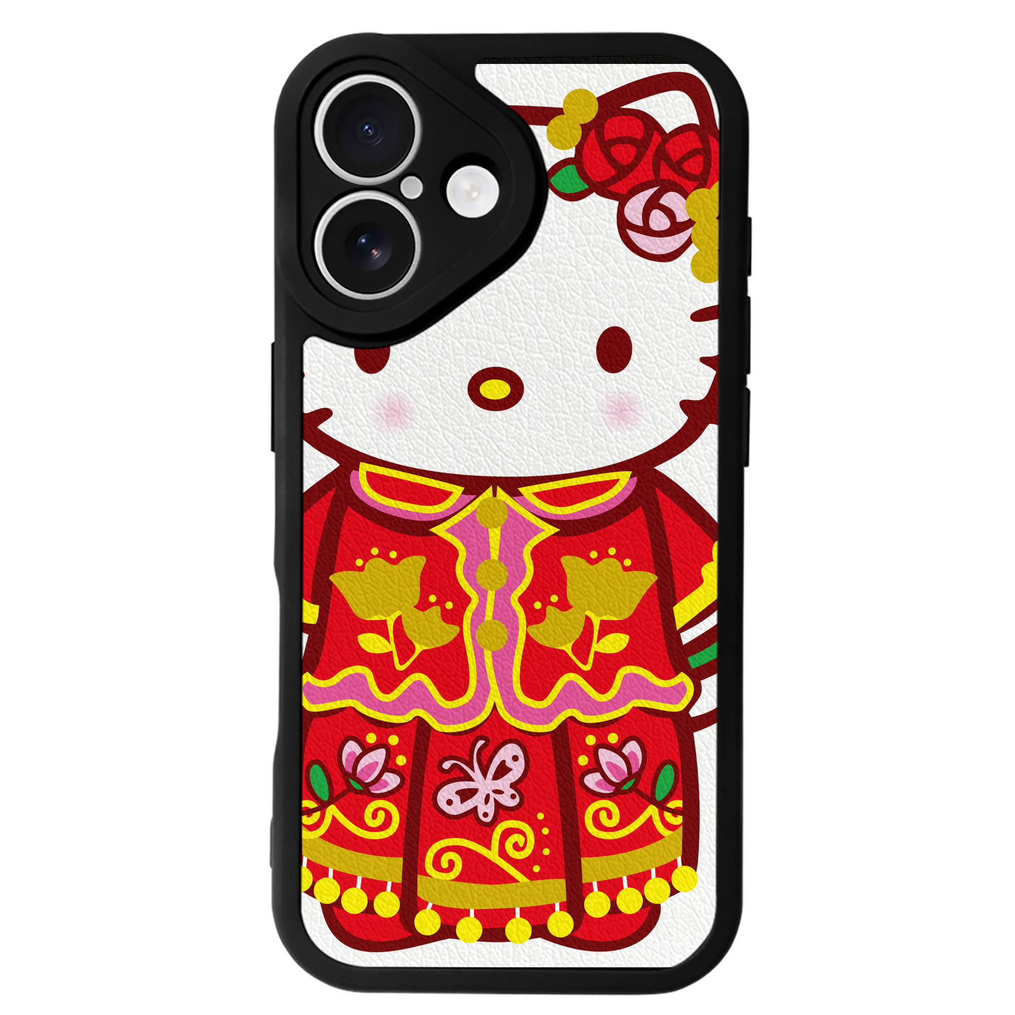 （画像用） Hello Kitty ハローキティ 【iPhone 16シリーズ対応】シリコンスマホケース（レザー調） 材質：シリコン